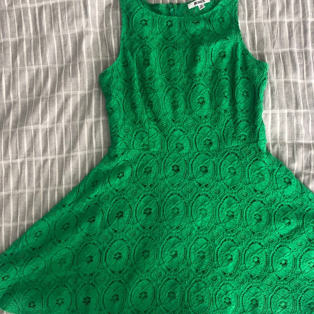 BB Dakota green lace fit and flare dress